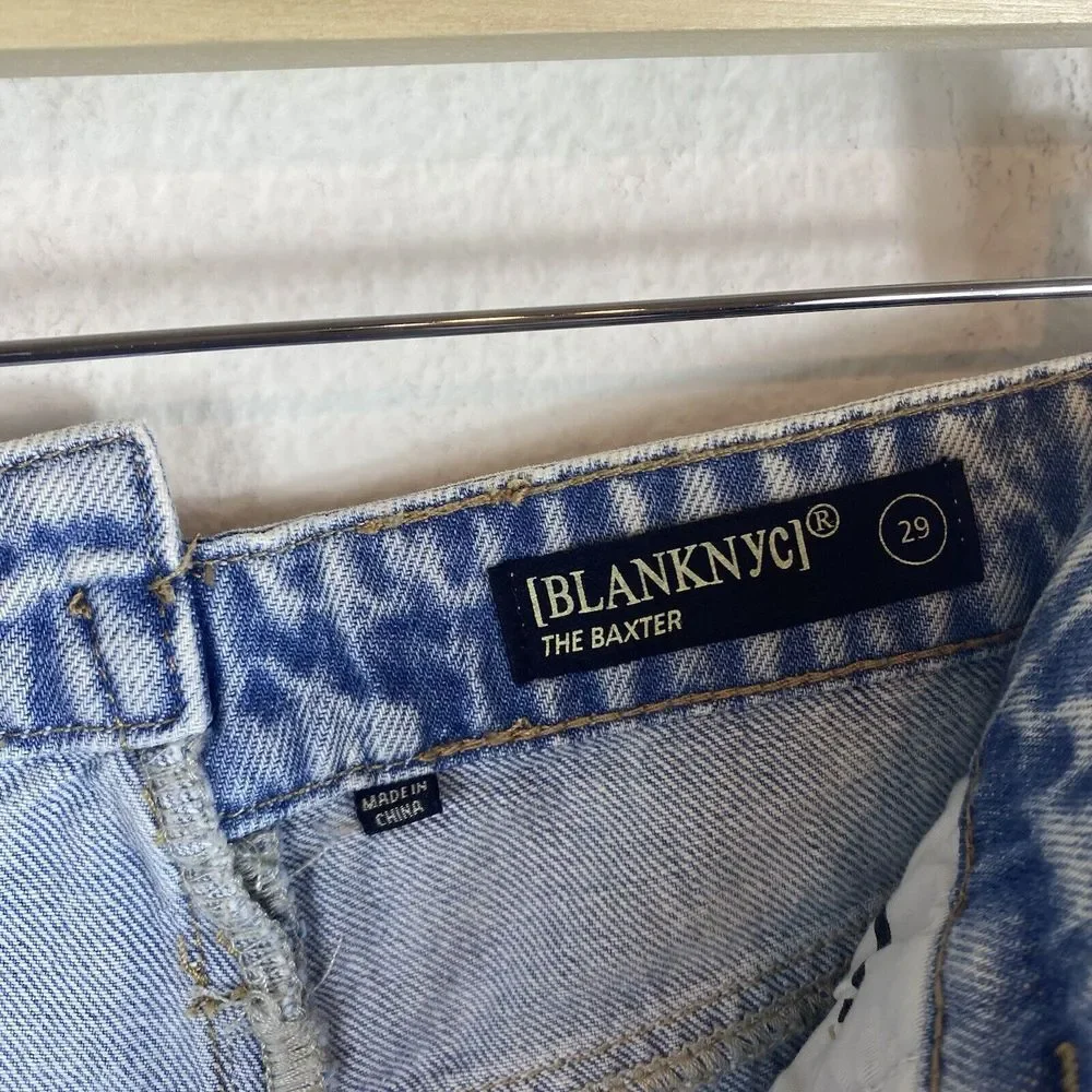 NWT Blank‎ NYC Women's Size 29 The Baxter Ribcage Straight Leg Jeans Overlap Rip